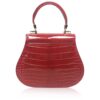 VIRANDA Shiny Red Crocodile Belly Leather Handbag Size 25