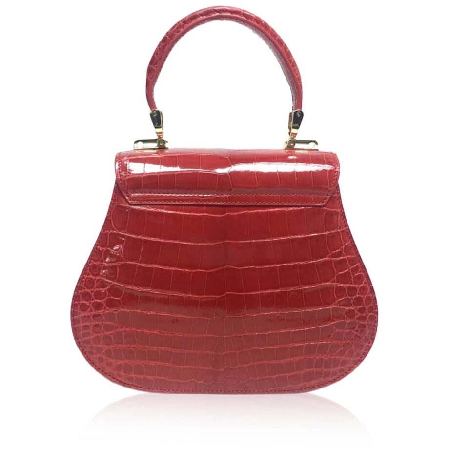 VIRANDA Shiny Red Crocodile Belly Leather Handbag Size 25