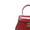 VIRANDA Shiny Red Crocodile Belly Leather Handbag Size 25