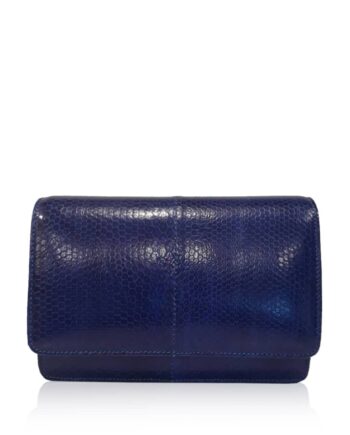 WINNIE Royal Blue Sea Snake Leather Clutch Bag Size 21