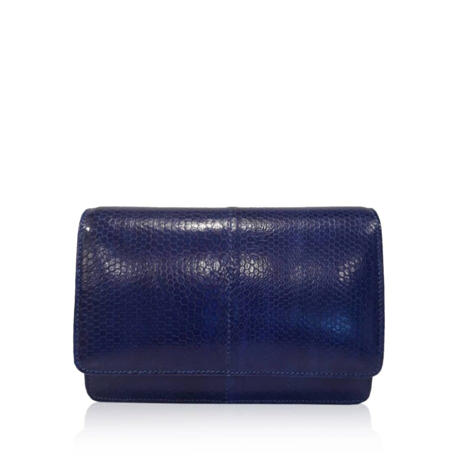 WINNIE Royal Blue Sea Snake Leather Clutch Bag Size 21