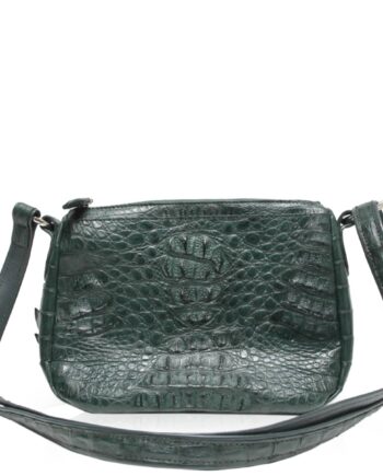 Arale Bag Crocodile Hornback Leather Sling Bag Green Size 25 cm