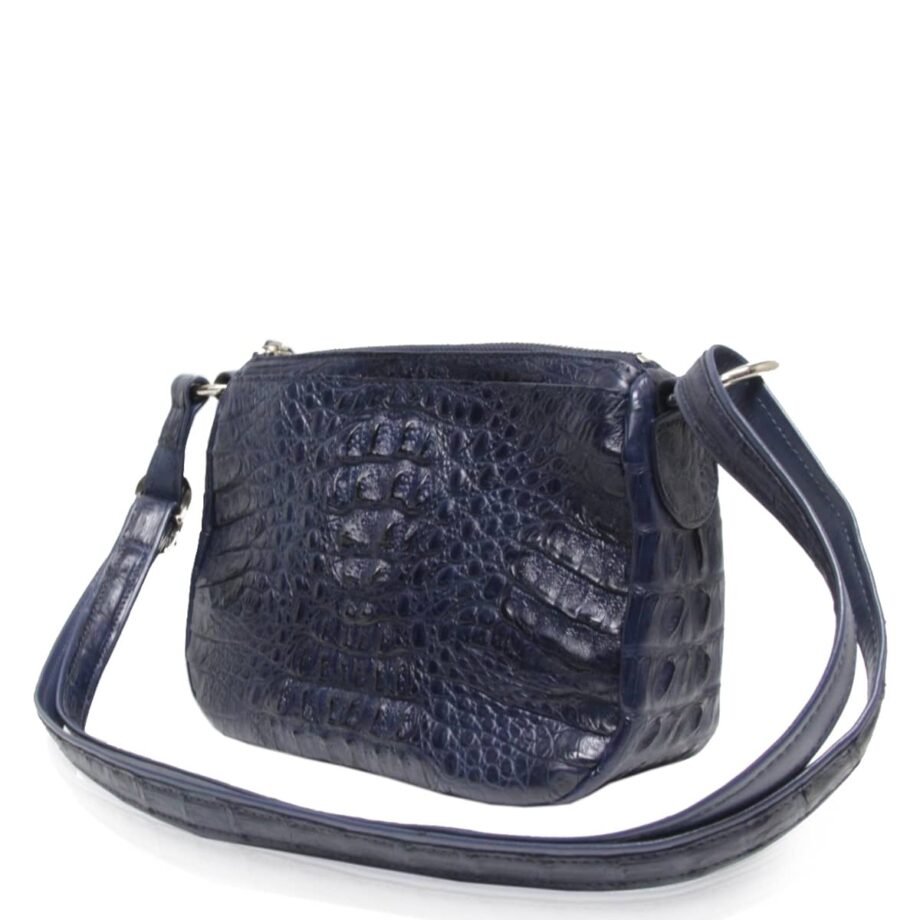 Arale Bag Crocodile Hornback Leather Sling Bag Navy Blue Size 25 cm