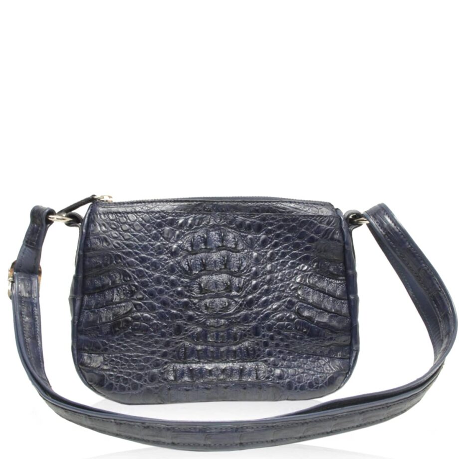 Arale Bag Crocodile Hornback Leather Sling Bag Navy Blue Size 25 cm