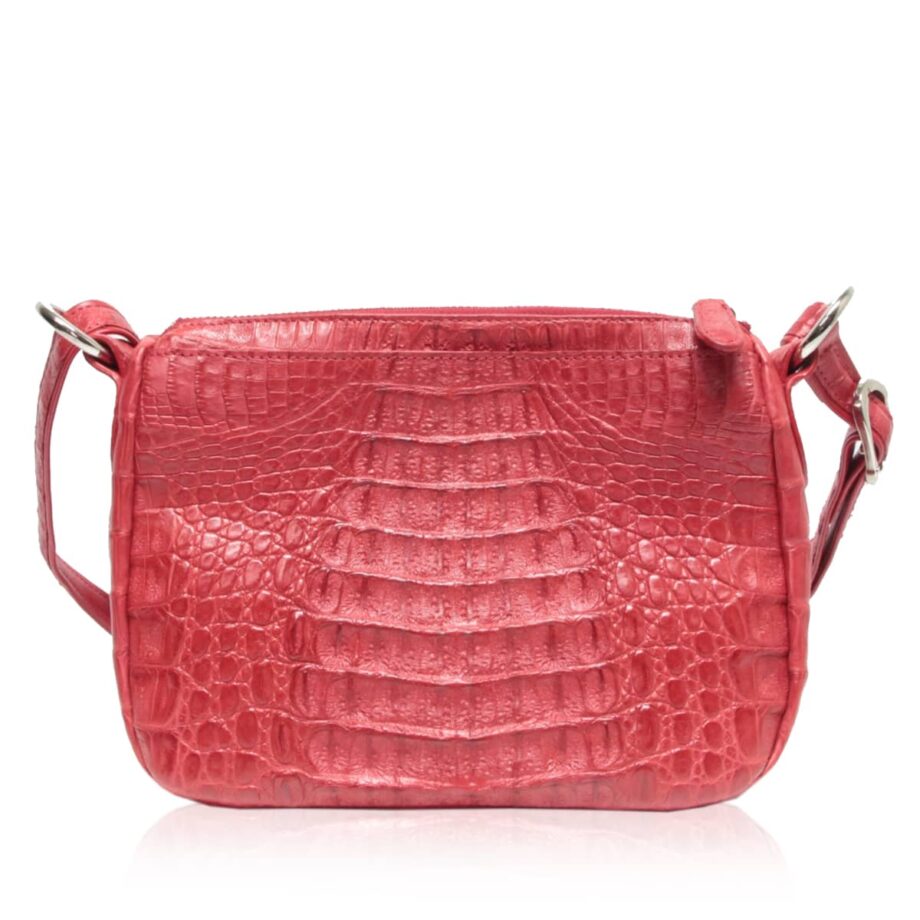 Arale Bag Crocodile Hornback Leather Sling Bag Red Size 25 cm