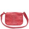 Arale Bag Crocodile Hornback Leather Sling Bag Red Size 25 cm