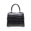 GOLDMAS Crocodile Belly Leather Handbag Matte Black size 18
