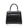 GOLDMAS Crocodile Belly Leather Handbag Matte Black size 18