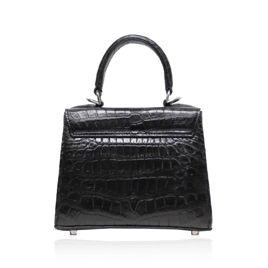 GOLDMAS Crocodile Belly Leather Handbag Matte Black size 18