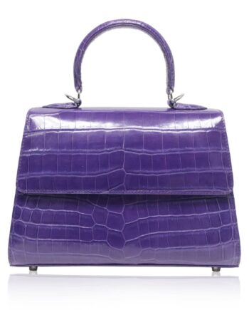 GOLDMAS Crocodile Belly Leather Handbag Matte Purple Size 25