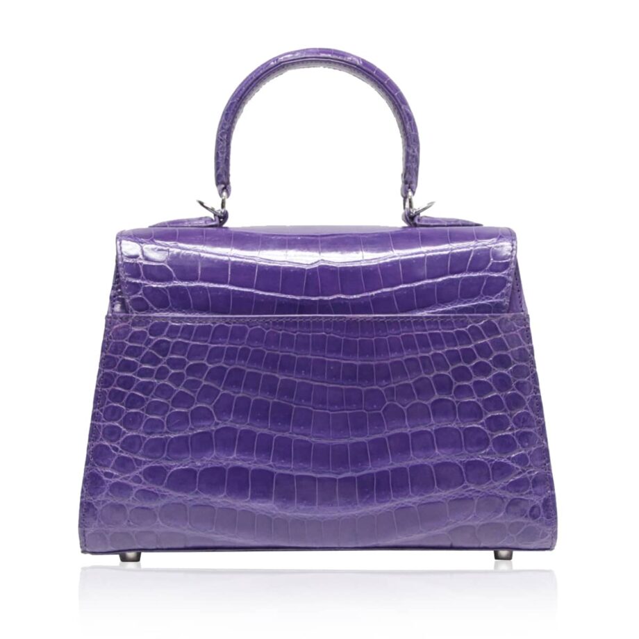 GOLDMAS Crocodile Belly Leather Handbag Matte Purple Size 25