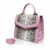 LADUREE Python Belly Leather Handbag Pink & Natural Size 25