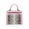 LADUREE Python Belly Leather Handbag Pink & Natural Size 25