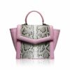 LADUREE Python Belly Leather Handbag Pink & Natural Size 25