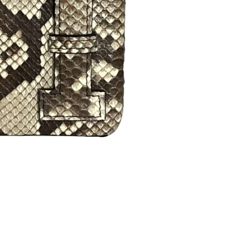 iPhone 12 Python Back Leather Case With Handle Shiny Natural