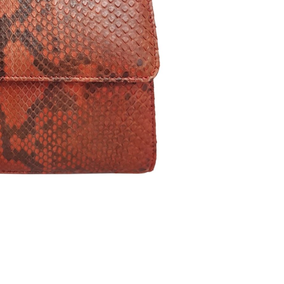 GOLDMAS Python Back Leather Handbag Red & Black Size 21