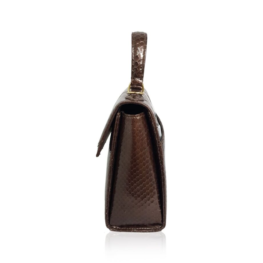 LISO Cobra Belly Handbag Shiny Brown Size 19 cm