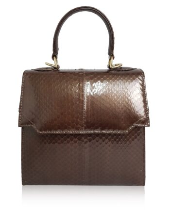 LISO Cobra Belly Handbag Shiny Brown Size 19 cm