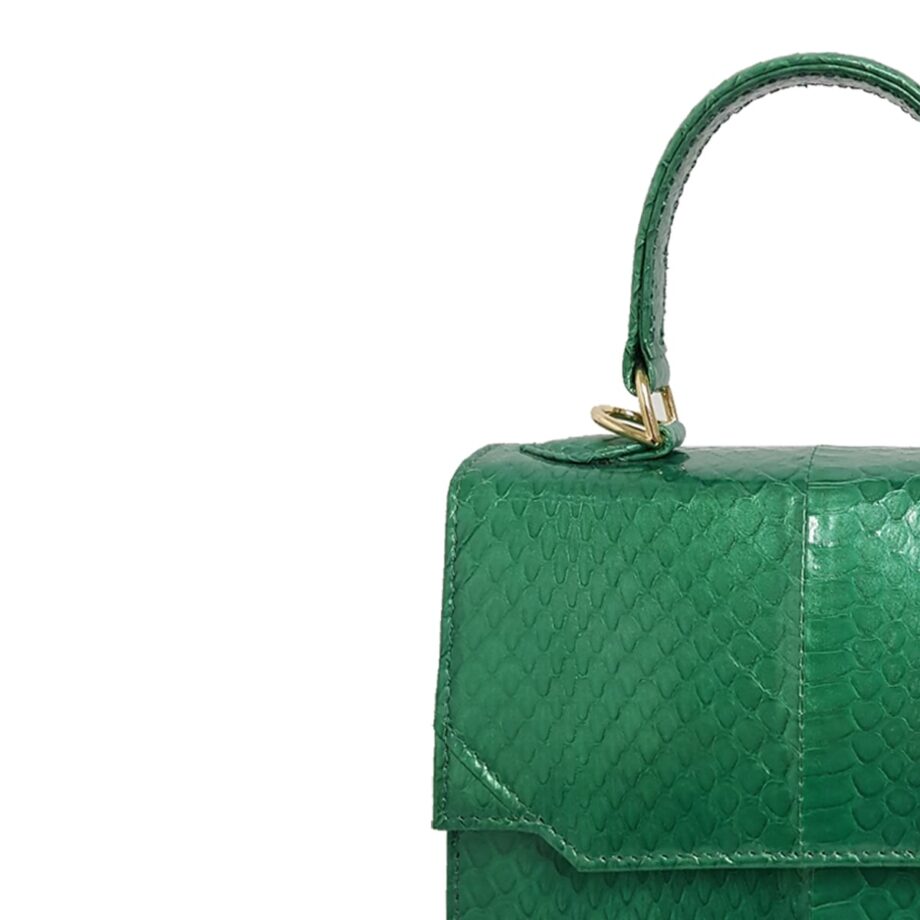 LISO Cobra Belly Handbag Shiny Green Size 19 cm