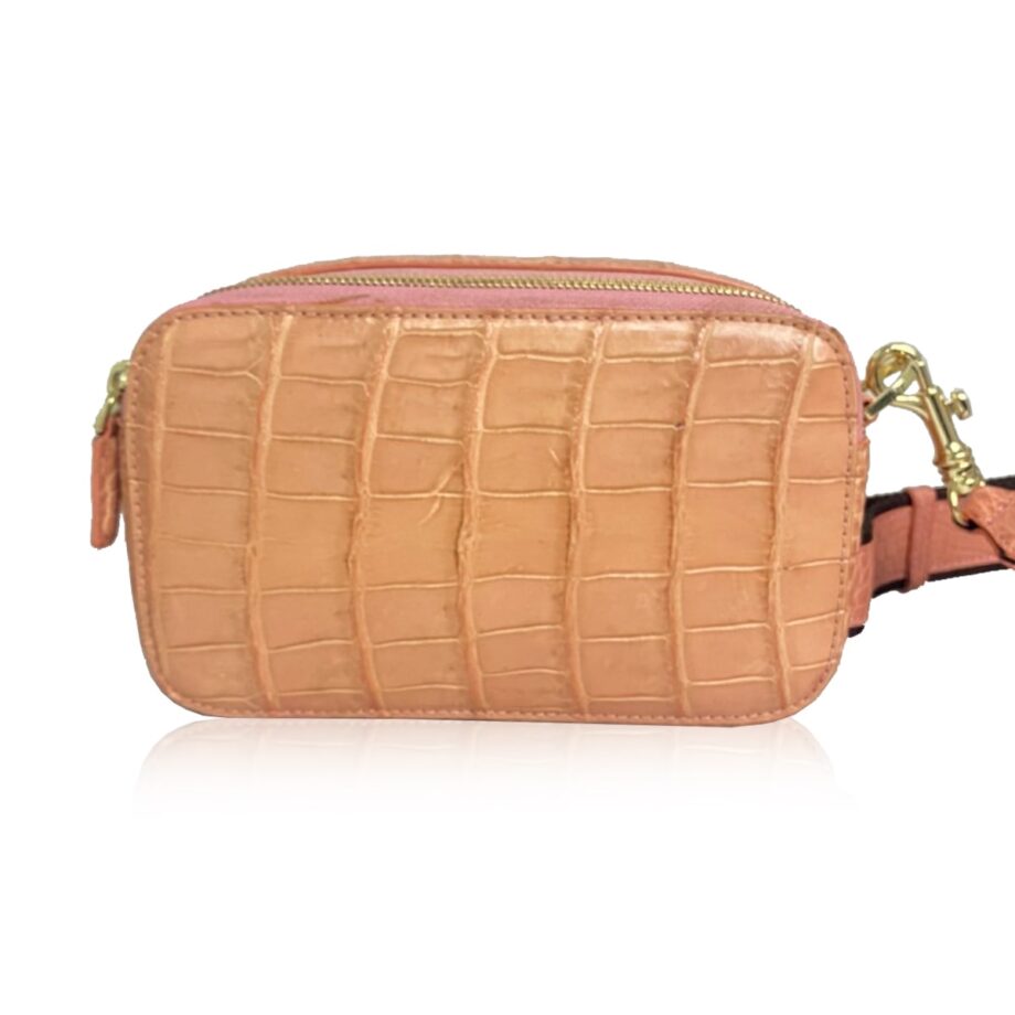 Crocodile Leather Waist Bag Cream Pink