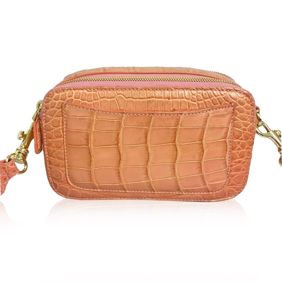 Crocodile Leather Waist Bag Cream Pink