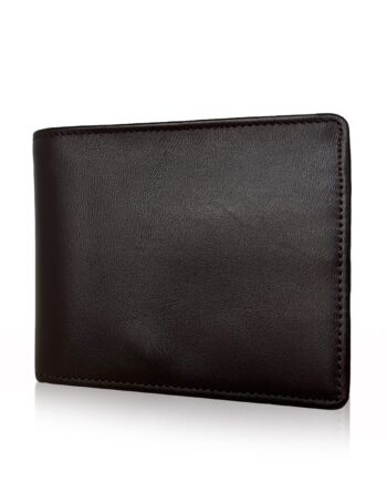 Lamb Leather Wallet Matte Brown Size 12 cm