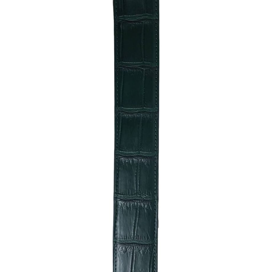 Crocodile Belly Leather Belt Dark Green Size 3.8 cm