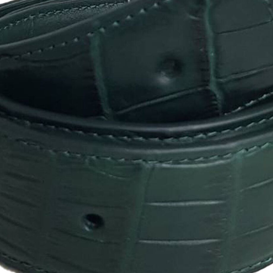Crocodile Belly Leather Belt Dark Green Size 3.8 cm