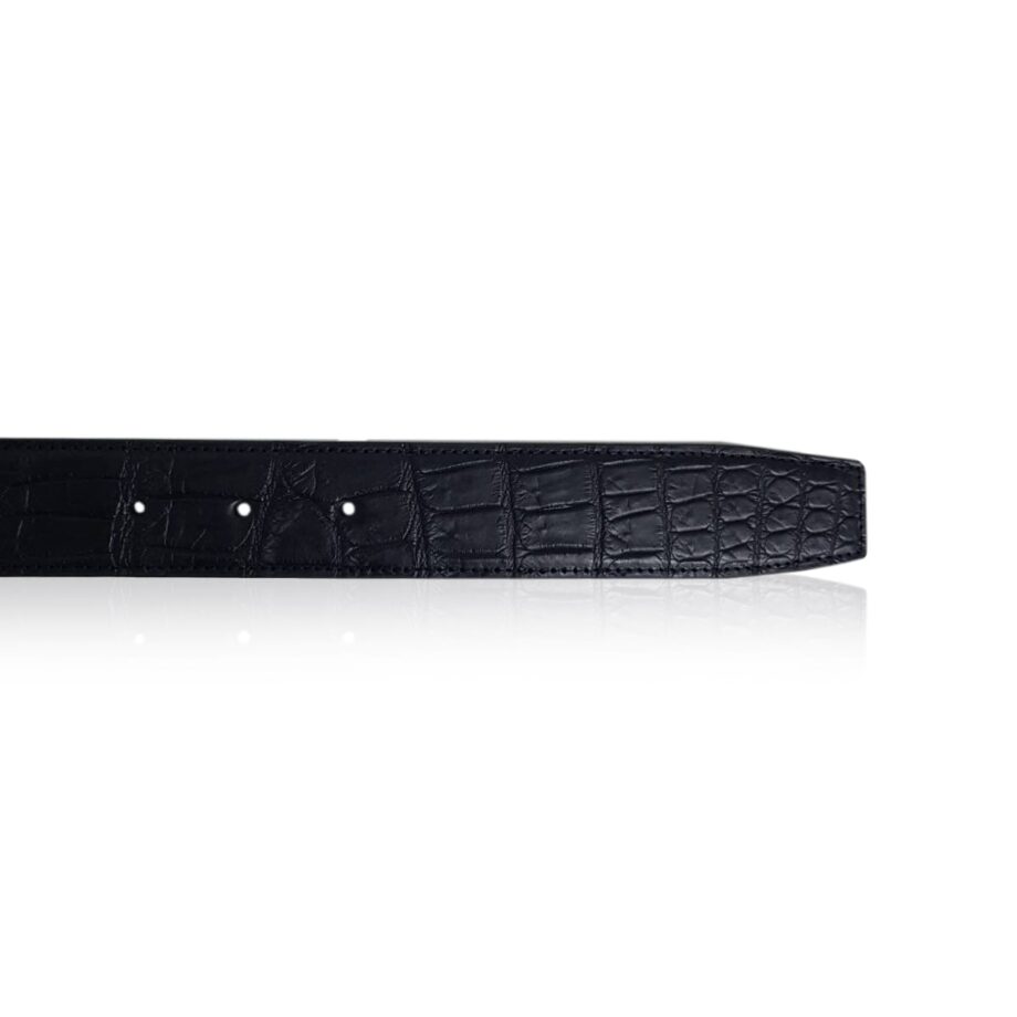 Crocodile Belly Leather Belt Matte Black Size 3 cm