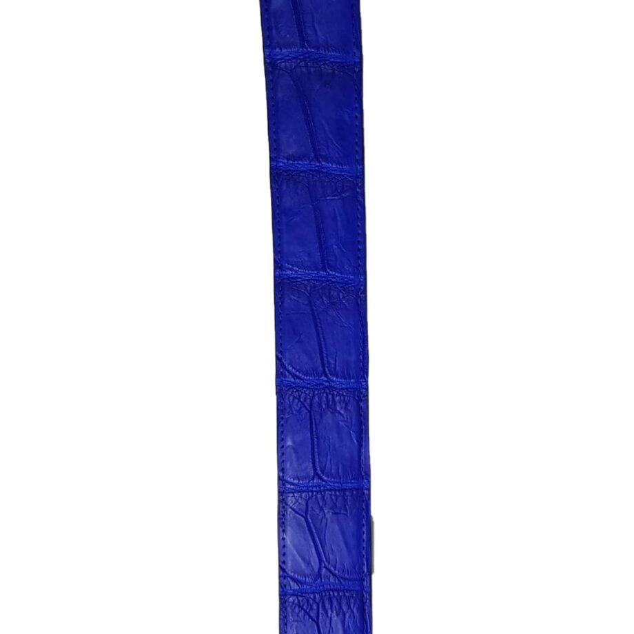 Crocodile Belly Leather Belt Matte Royal Blue Size 3.8 cm