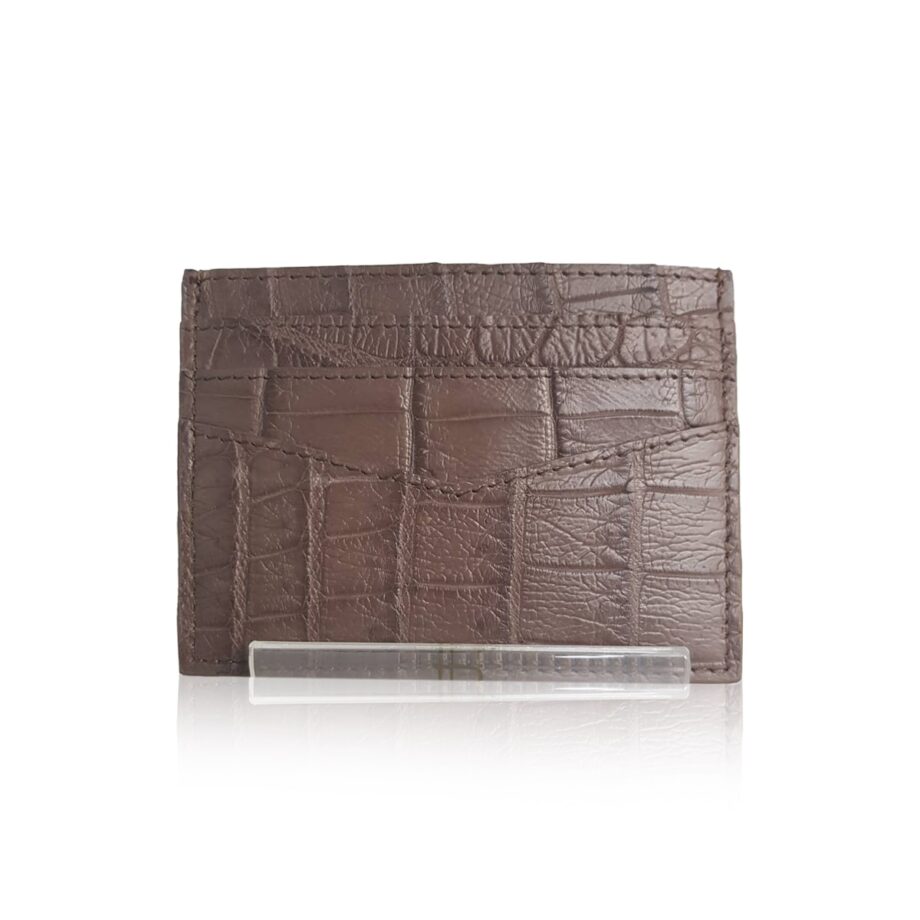 Crocodile Leather Cardholder Matte Brown