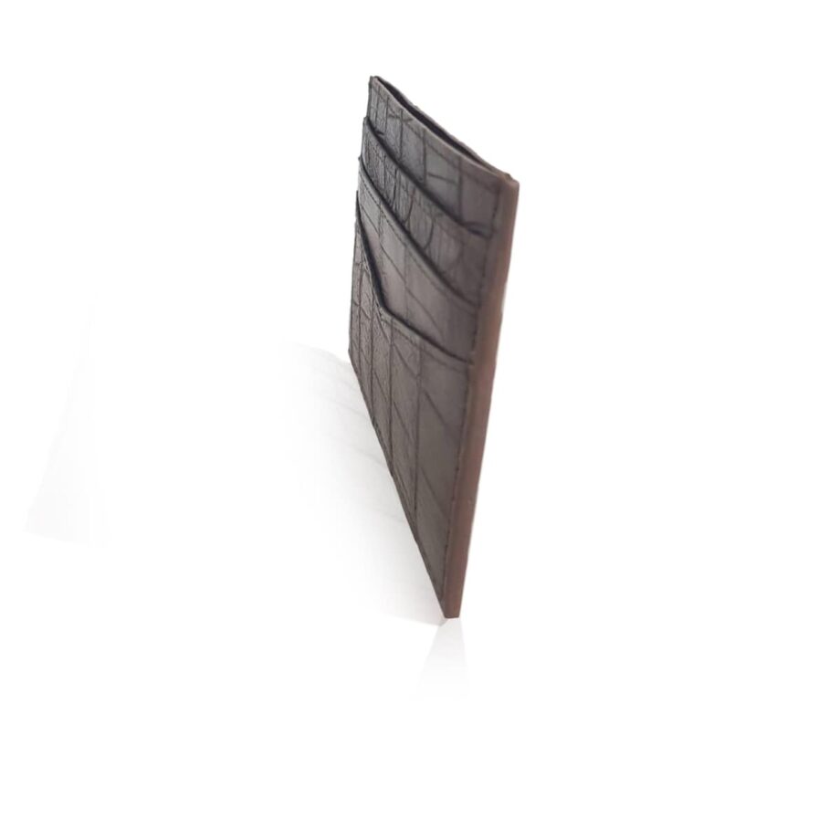 Crocodile Leather Cardholder Matte Brown