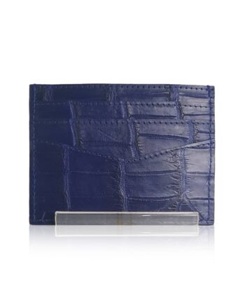 Crocodile Leather Cardholder Matte Navy Blue