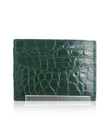 Crocodile Leather Cardholder Shiny Dark Green