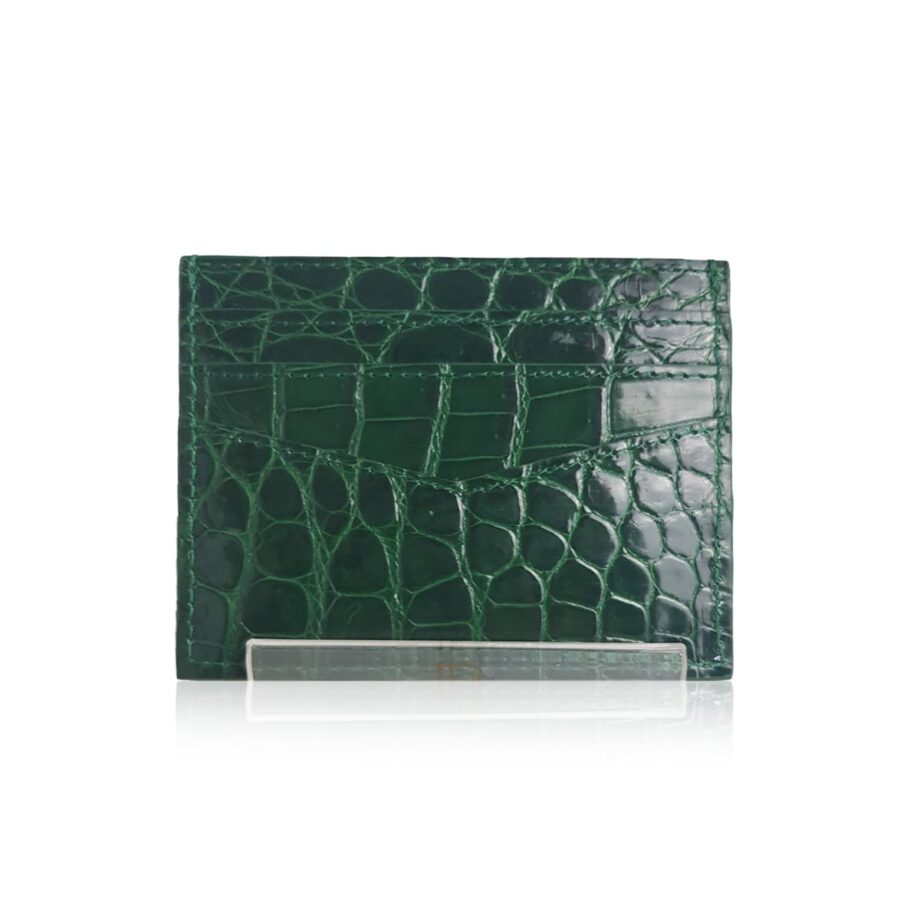 Crocodile Leather Cardholder Shiny Dark Green