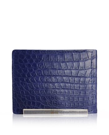 Crocodile Leather Money Clip Navy Blue Small Scales