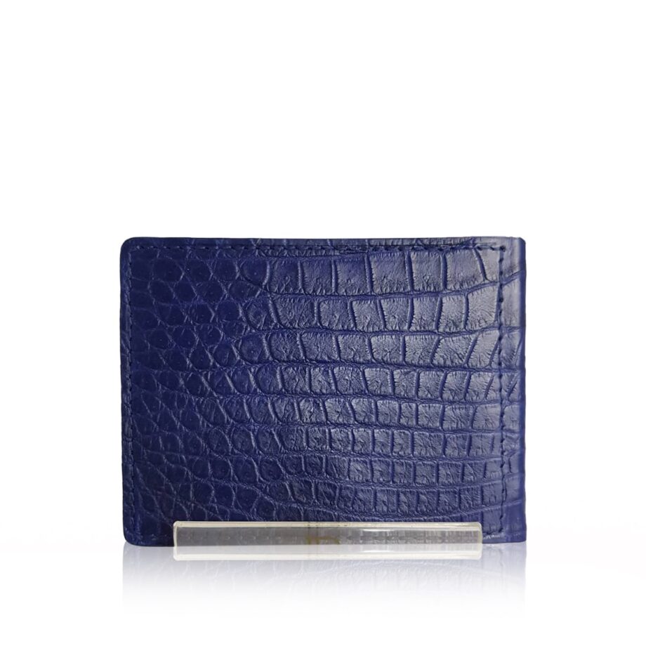 Crocodile Leather Money Clip Navy Blue Small Scales