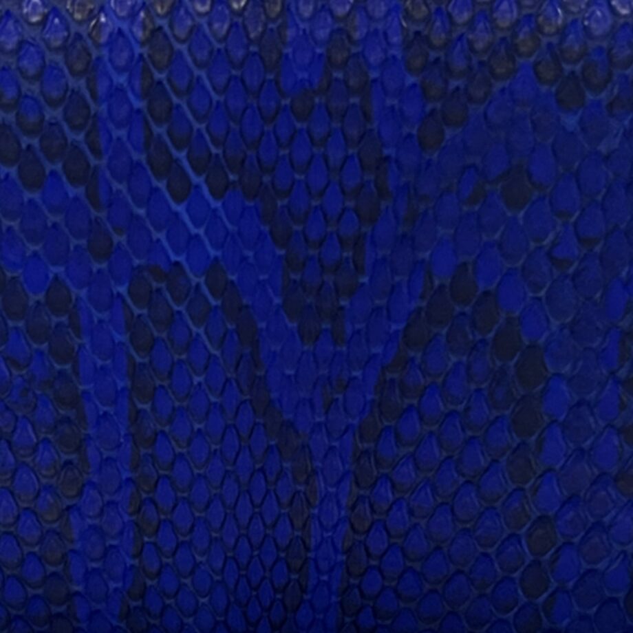 Python Back Leather Round Zipper Blue