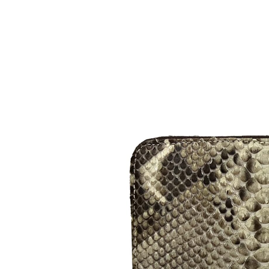 Python Belly Leather Round Zipper Natural