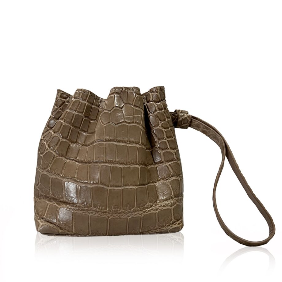 ROSIE Crocodile Belly Clutch Bag Matte Beige Size 18