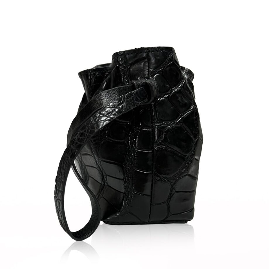 ROSIE Crocodile Belly Clutch Bag Matte Black Size 18