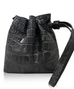 ROSIE Crocodile Belly Clutch Bag Matte Grey Size 18