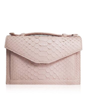 BABY CERVIN Python Sling Bag With Top Handle Pink Cream 20