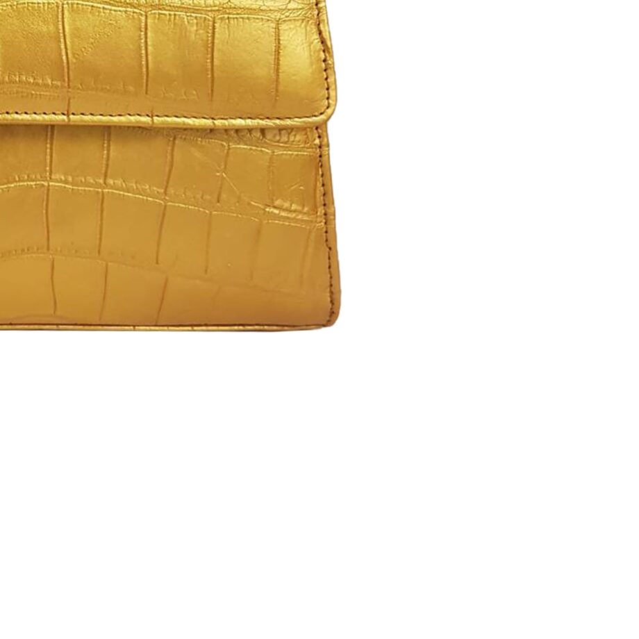 GOLDMAS Crocodile Leather Handbag Gold Size 25