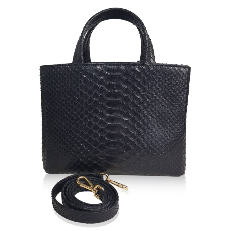 STELLA Python Belly Handbag Matte Black Size 25