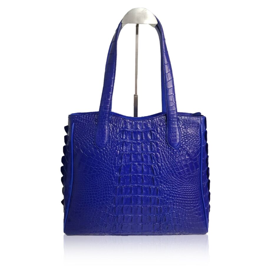 ZICADA Crocodile Hornback Leather Handbag Royal Blue