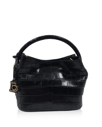 Rosalie Crocodile Handbag Black Size 30cm