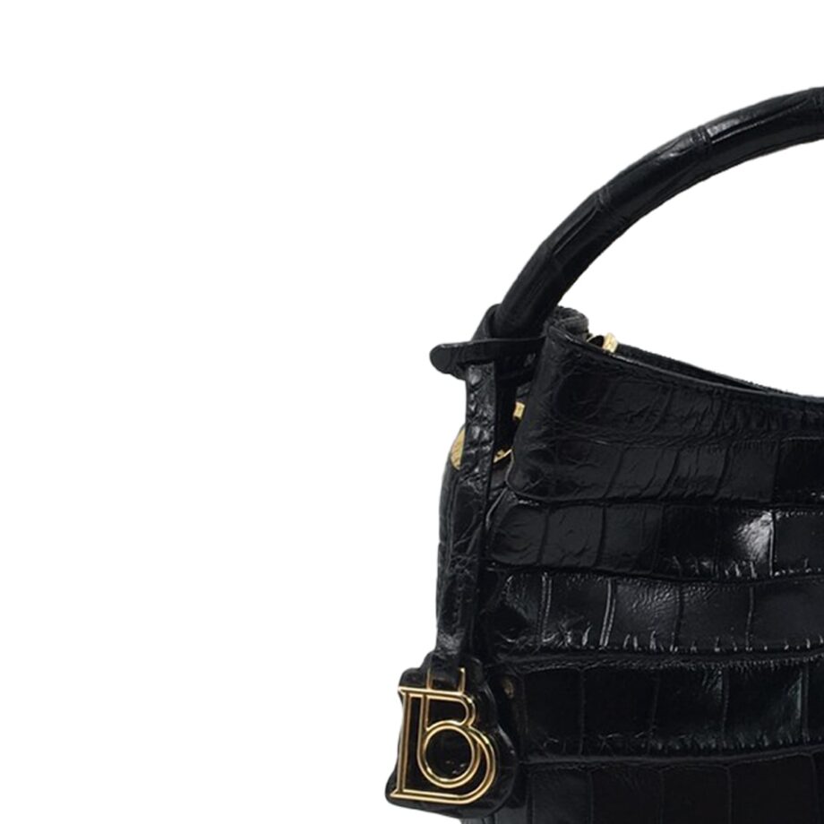 Rosalie Crocodile Handbag Black Size 30cm