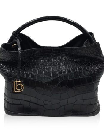 Rosalie Crocodile Handbag Black Size 37cm