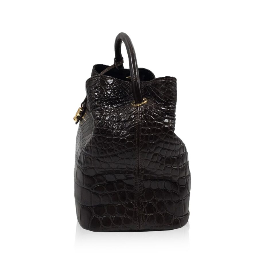 Rosalie Crocodile Handbag Brown Size 37cm